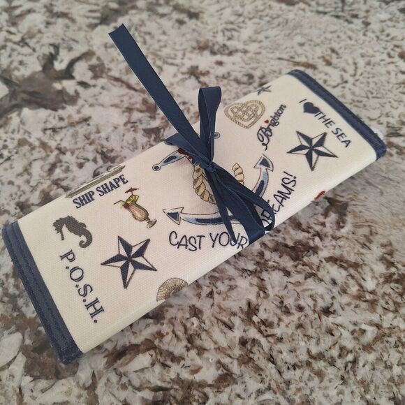 Brighton Jewelry Roll Anchors Aweigh seaside chic storage organizer - Picture 7 of 7